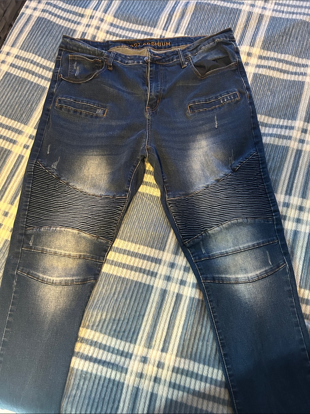 Rue21 Men's Dark Blue Slim Moto Jeans